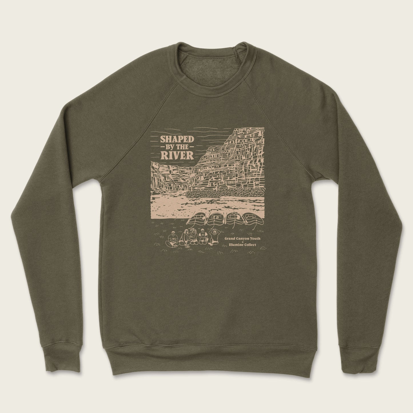 Shaped by the River Sweatshirt - Heather Olive