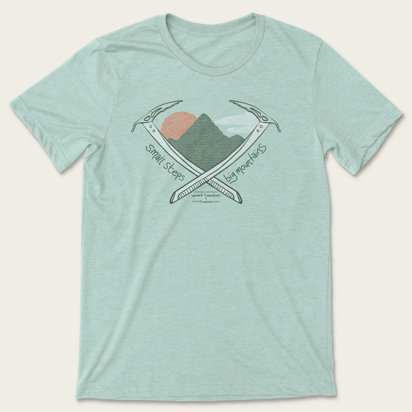 Small Steps Big Mountains Tee - Heather Dusty Blue