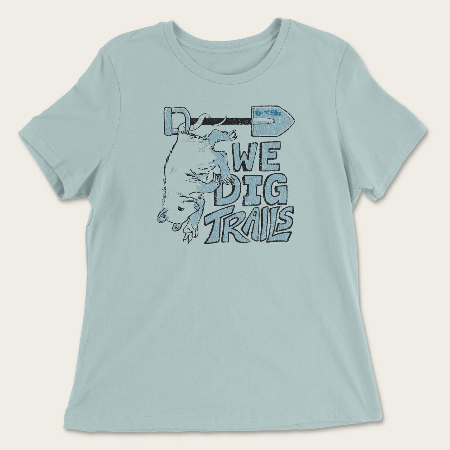 We Dig Trails Ladies Relaxed Fit Tee - Dusty Blue