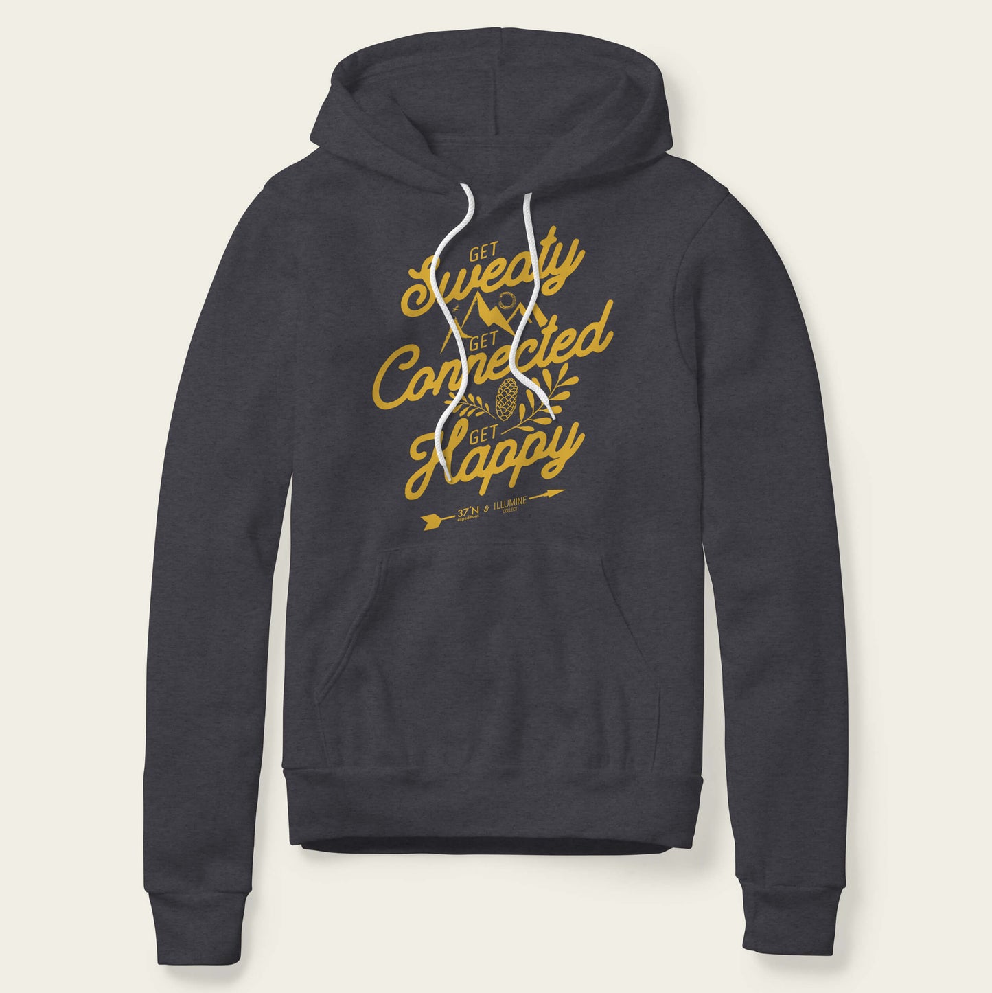 Get Sweaty, Get Connected, Get Happy Hoodie - Heather Navy