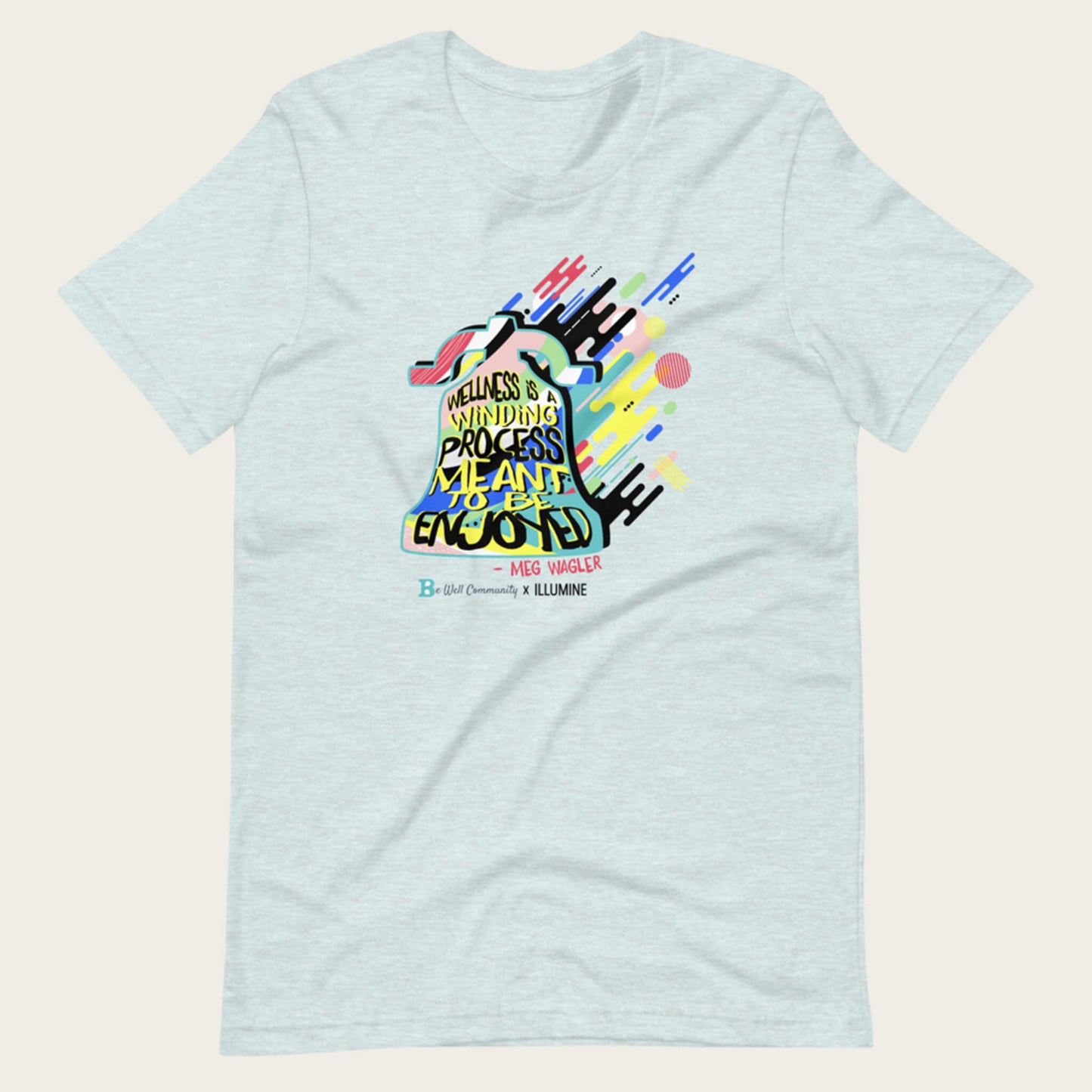 Be Well Bell Tee Meg Wagler - Heather Prism Ice Blue