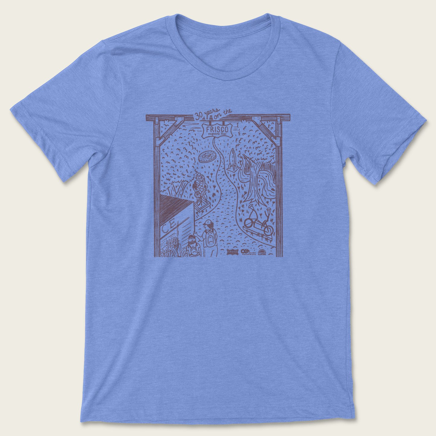 30 Years On The Frisco Tee - Heather Columbia Blue