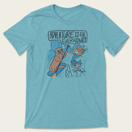 River Crew Tee - Heather Blue Lagoon