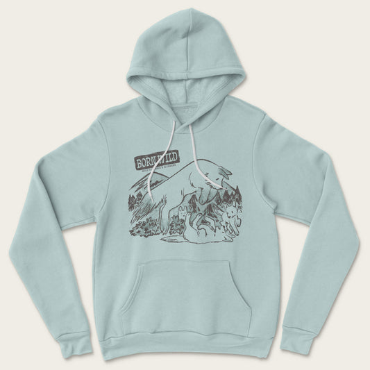 Born Wild Hoodie - Heather Dusty Blue
