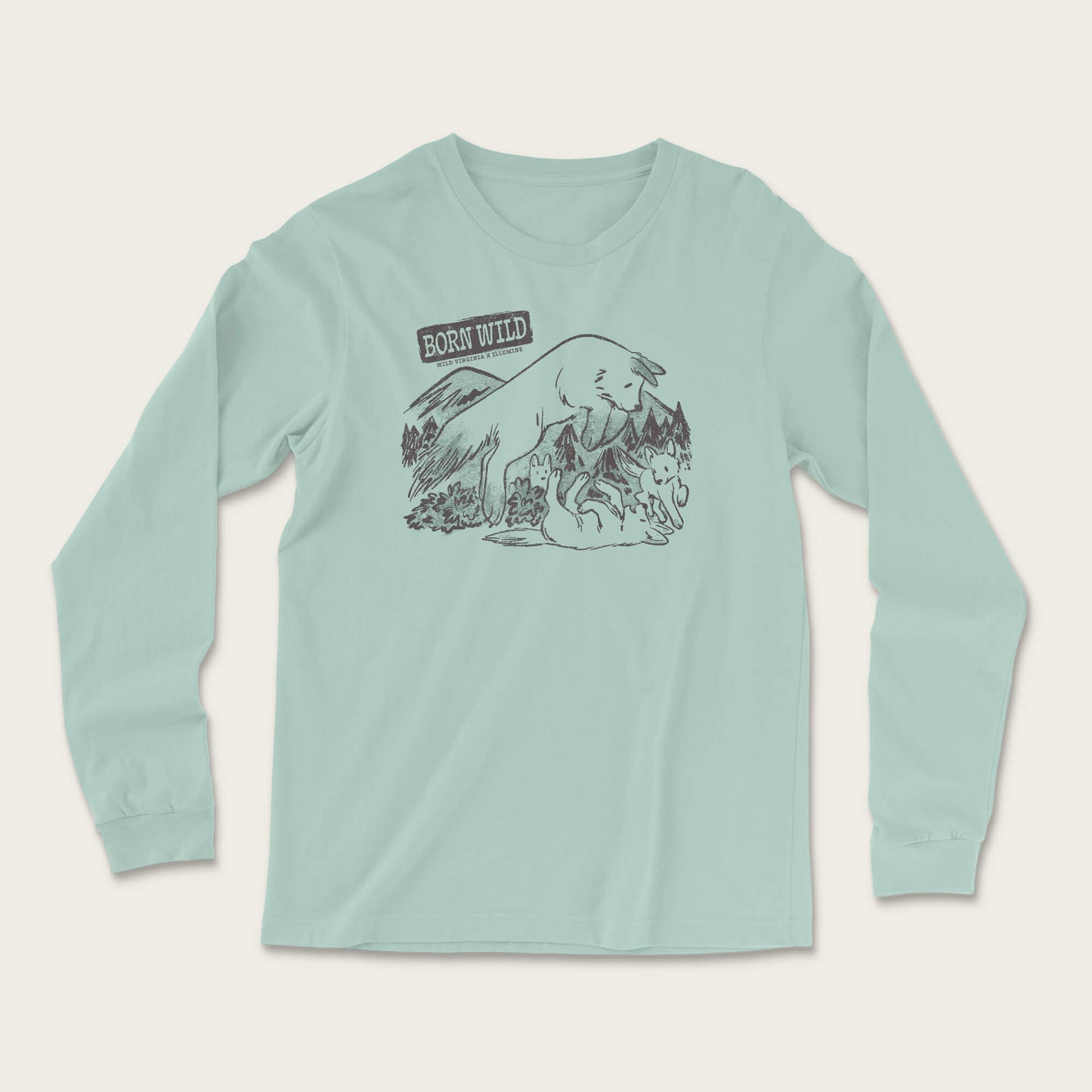 Born Wild Long Sleeve - Heather Dusty Blue