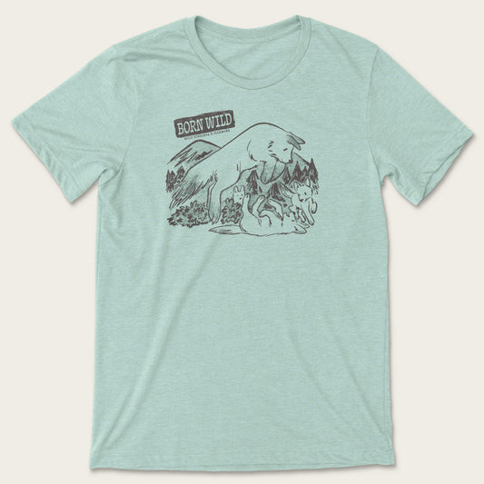 Born Wild Youth Tee - Heather Dusty Blue
