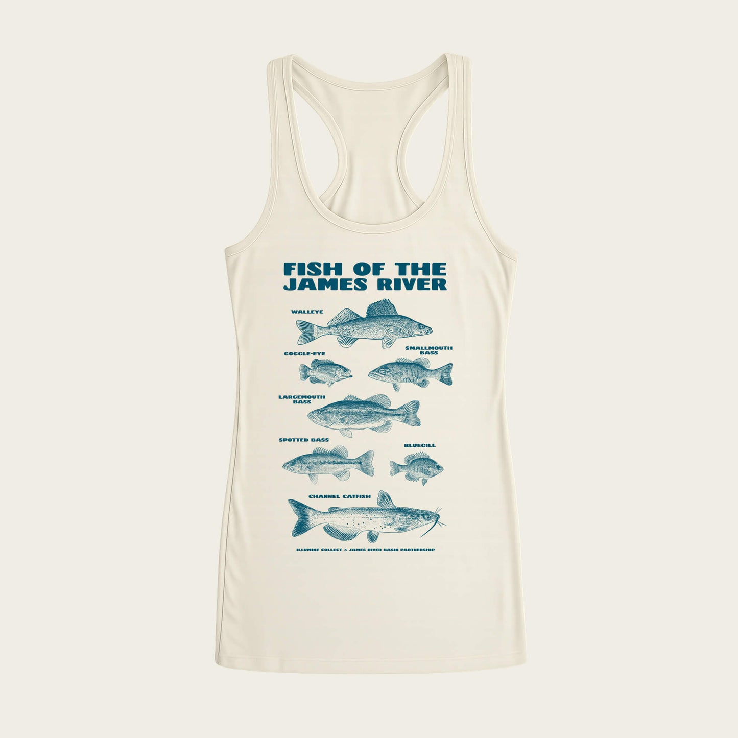 Fish Of The James Ladies Racerback Tank - Natural