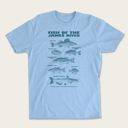 Fish Of The James Tee - Heather Columbia Blue