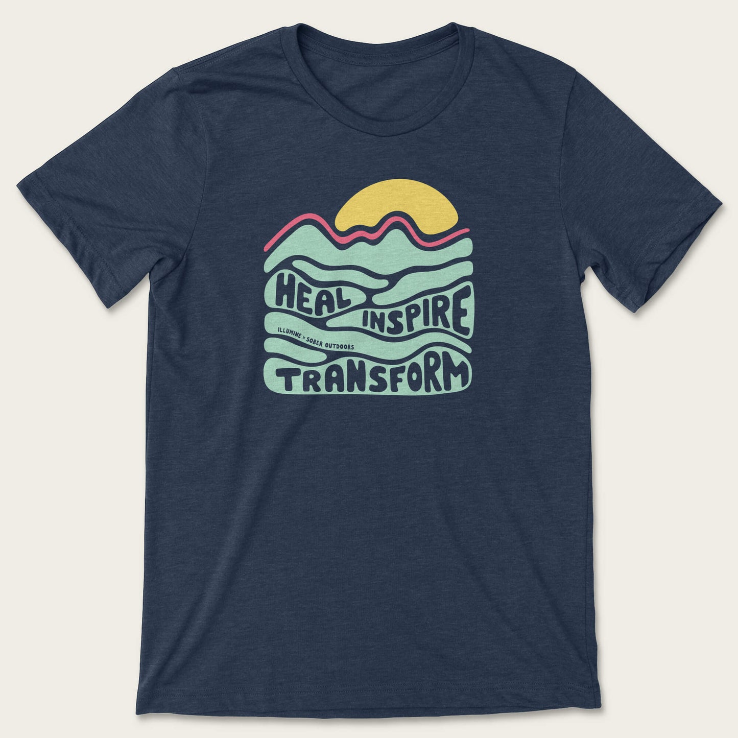 Heal Inspire Transform Tee - Heather Navy