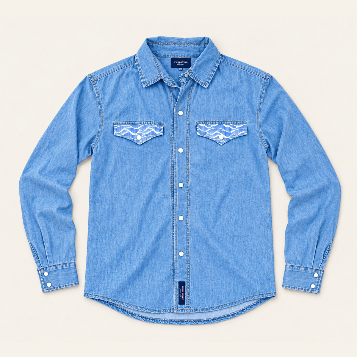 Homeward Bound Wave Train Denim Pearl Snap - Form Fit