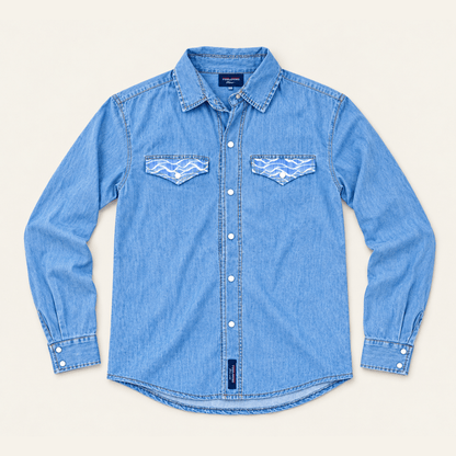 Homeward Bound Wave Train Denim Pearl Snap - Form Fit