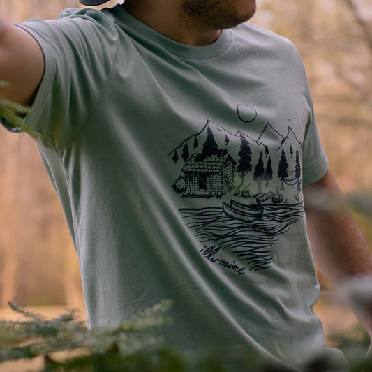 Lake Camping Tee - Heather Prism Dusty Blue