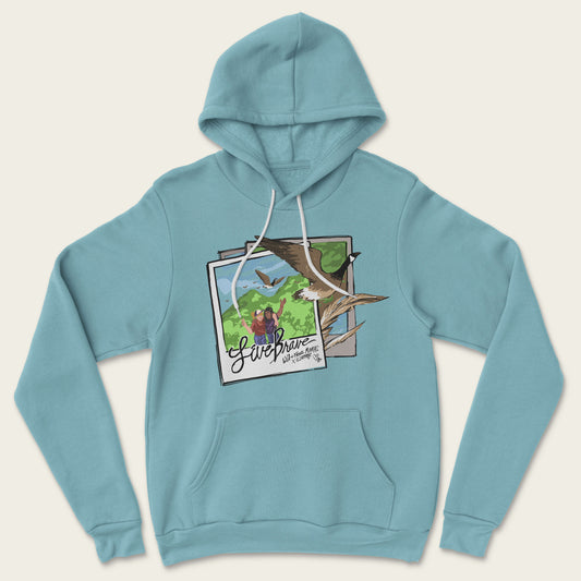 Live Brave Hoodie - Heather Blue Lagoon
