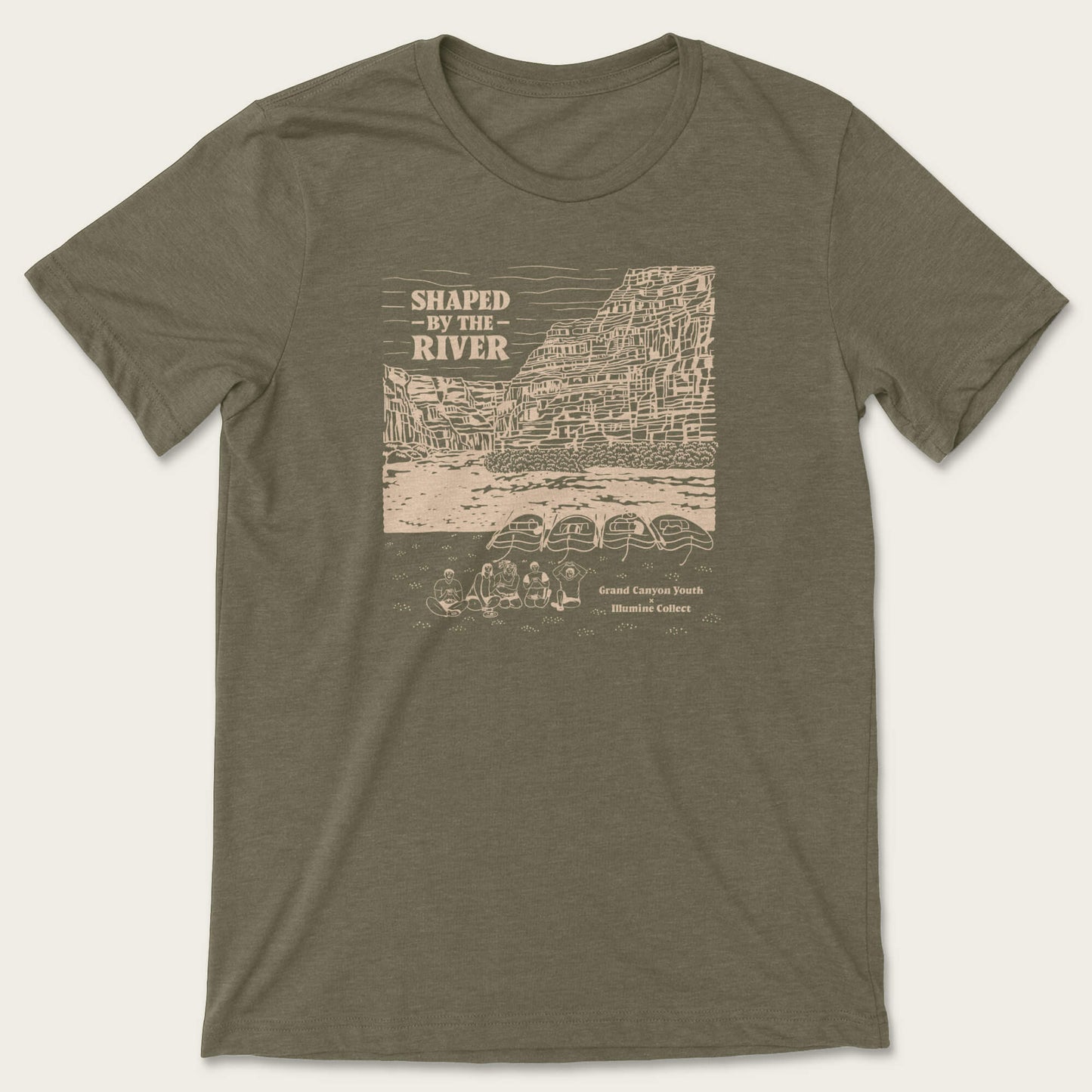 Shaped by the River Tee - Heather Olive