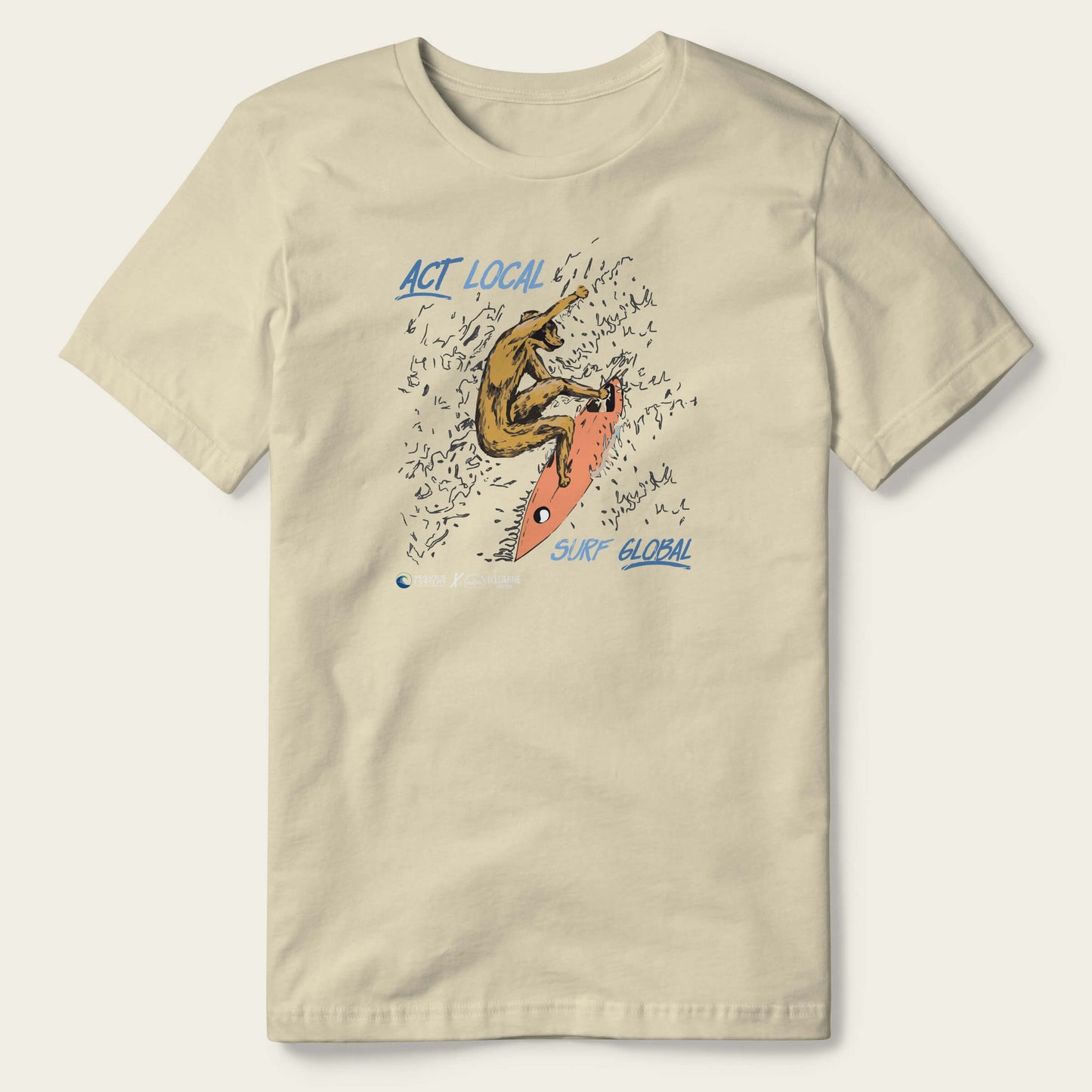 Act Local, Surf Global Tee - Natural